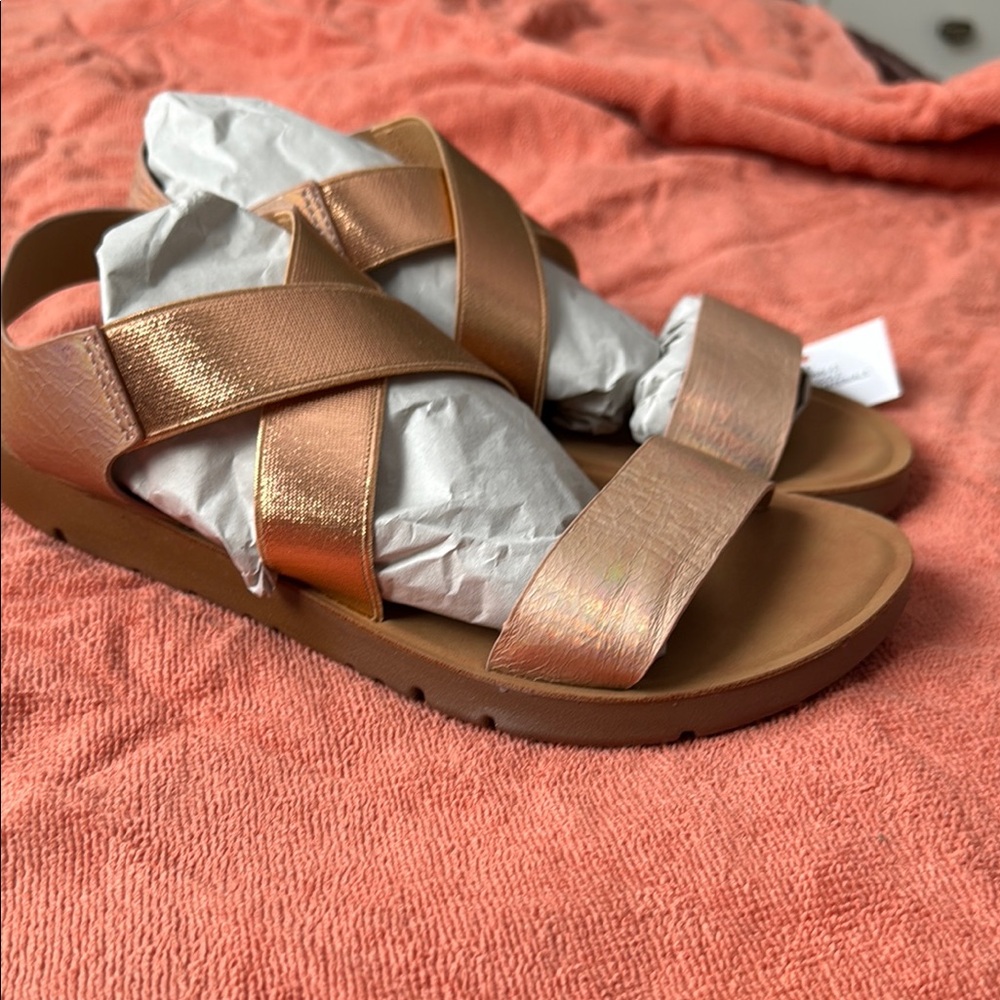 Gold Sandals with Crisscross Straps